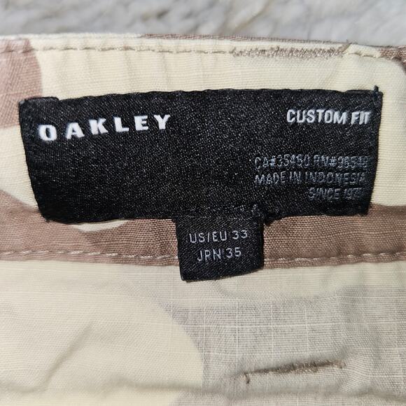 Oakley Men's Brown and Tan Camo Cargo Pants Custom Fit Size 33 100% Cotton - Picture 7 of 12